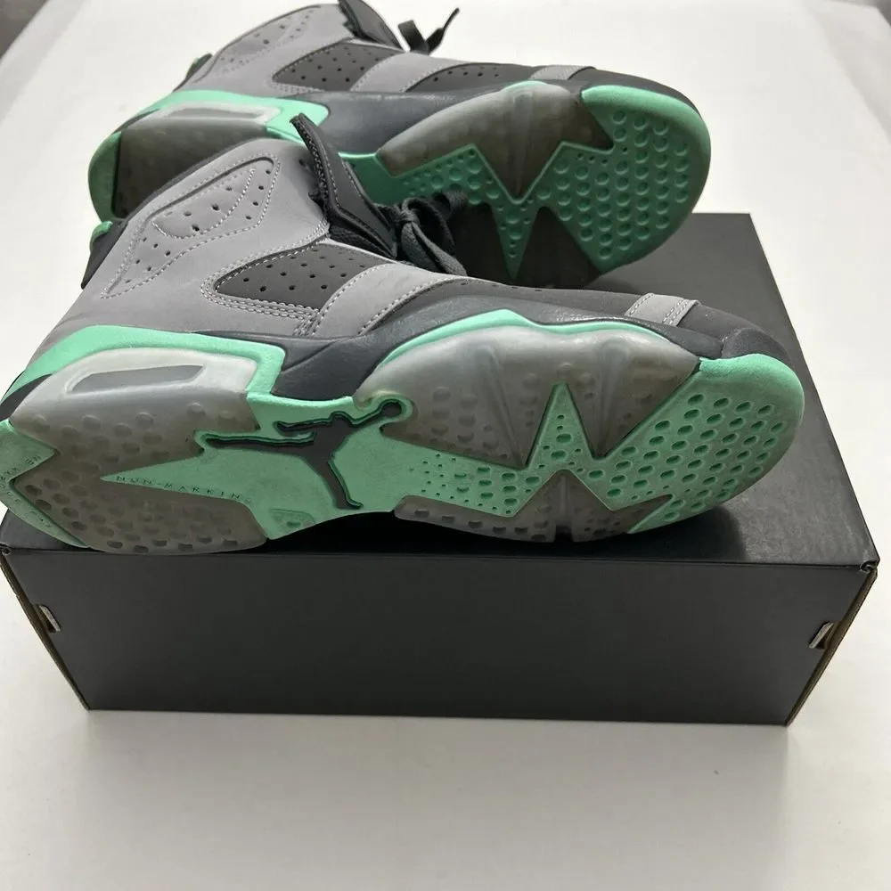 NIKE Men 6.5 AIR JORDAN‎ 6 RETRO GG GREY-GREEN GLOW 2933